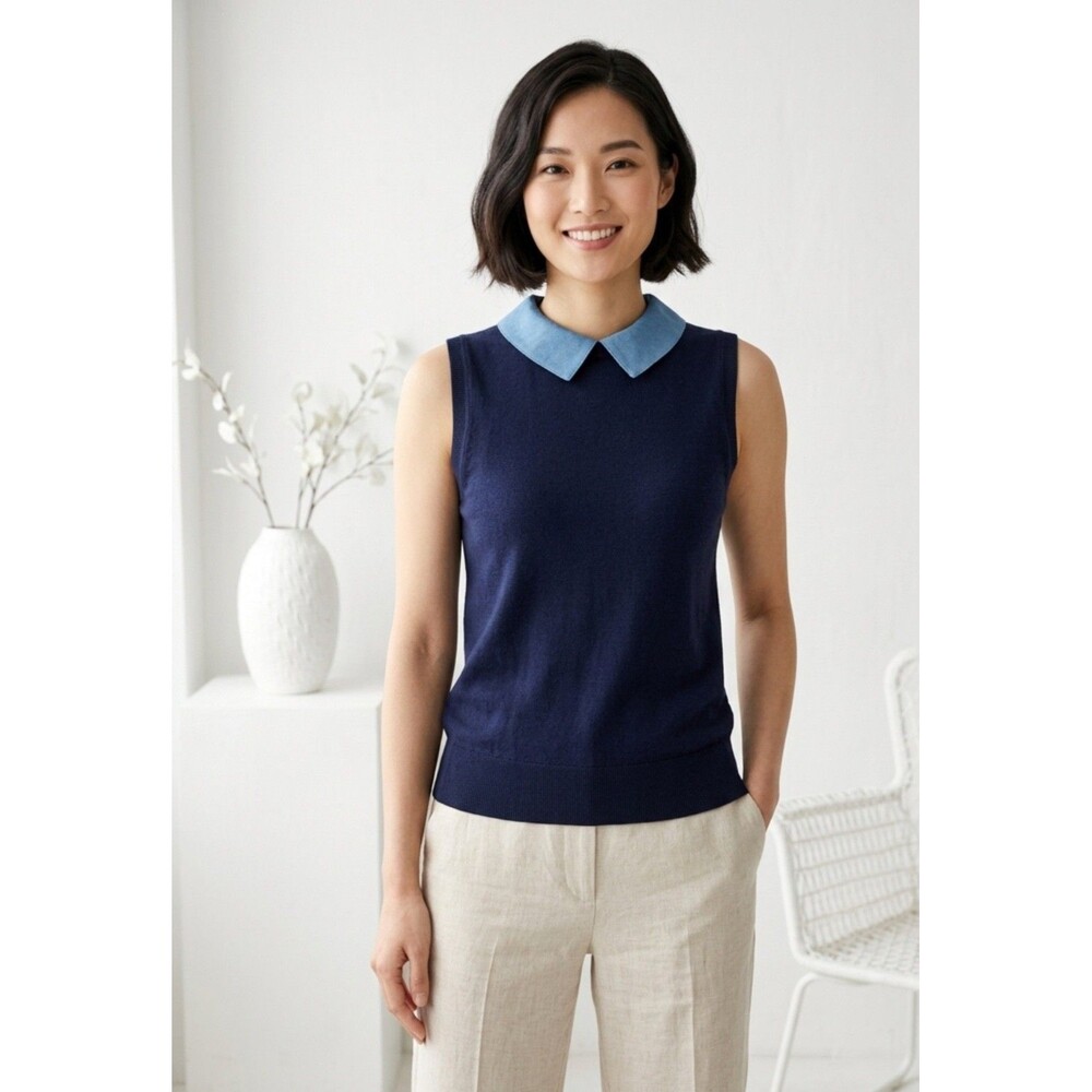 Rio & Rian Estate Blue Sleeveless Knit Top Size S/P/CH